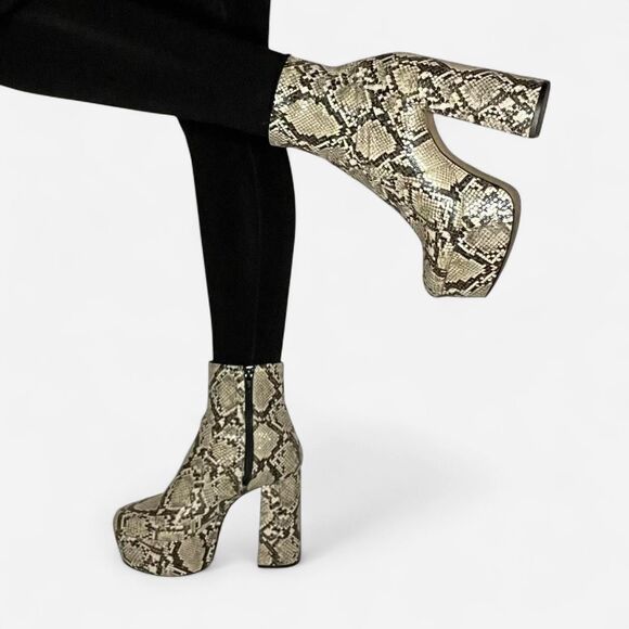 Aldo Women's Snakeskin Platform Chunky Bootie - Picture 3 of 8